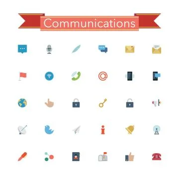 Communications Flat Icons Stock Illustration
