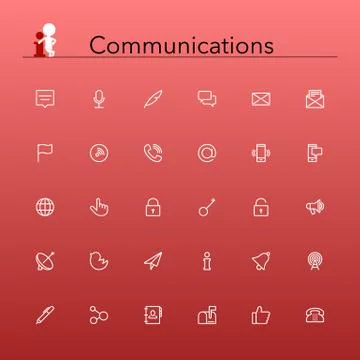 Communications line icons Stock Illustration