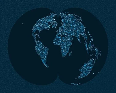 Communications map of the world. Polyconic projection. World Network. Power.. 스톡 일러스트