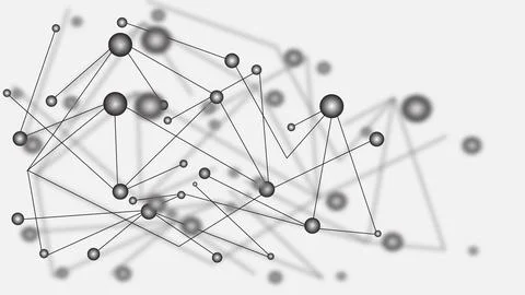 Communications network data process activity, data connect technology illus.. Illustrazione stock