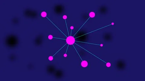 Communications network data process activity, data connect technology illus.. Stock Illustration