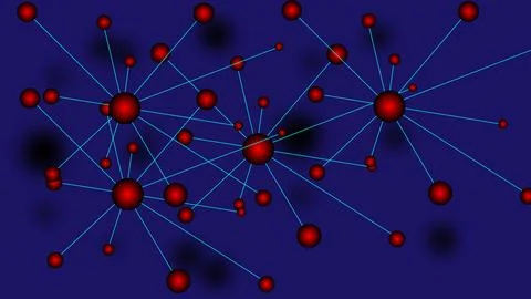 Communications network data process activity, data connect technology illus.. 库存插图