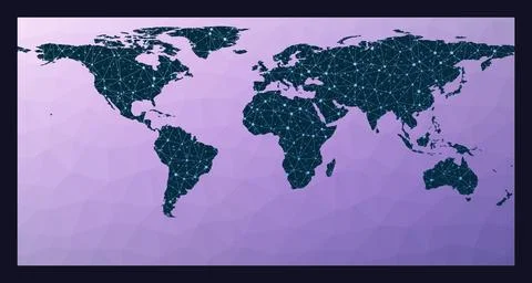 Communications network map. Equirectangular (plate carree) projection. Worl.. 库存插图