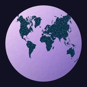 Communications network map. Van der Grinten II projection. World network ma.. Stock Photos
