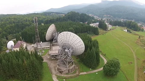 Communications technology with big dish satellite antennas Video stock 54684768