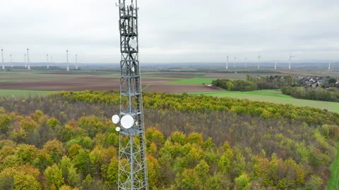 Communications tower - aerial view Stock Footage 220554438