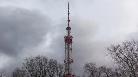 Communications Tower With Cloud Time Lapse Stock Footage 68539947