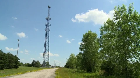Communications tower with timelapse Stock Footage 76892838