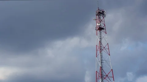 Communications Tower Timelapse With Sky And Cloud Background. Antenna. 4K Time Stock Footage 104220523