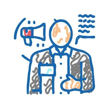 Communicator scientist worker icon doodle illustration Stock Illustration
