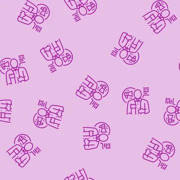 Communicator scientist worker line seamless pattern 스톡 일러스트