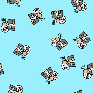 Communicator scientist worker vector seamless pattern 스톡 일러스트