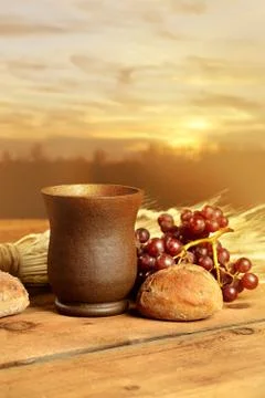 Communion Elements on Table Stock Photos