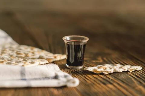 Communion. Religious tradition of breaking bread. Bread and wine Stock Photos