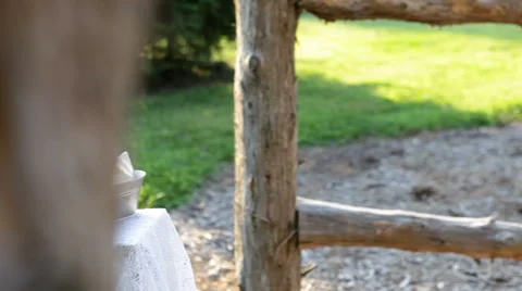 Communion Table at Rustic Outdoor Wedding Video stock 61086598