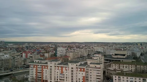 Communist Architecture Drone Fly Over at Sunset Video stock 289466638