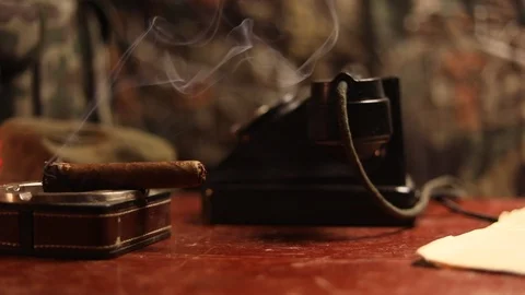 Communist dictator commander table in da... | Stock Video | Pond5