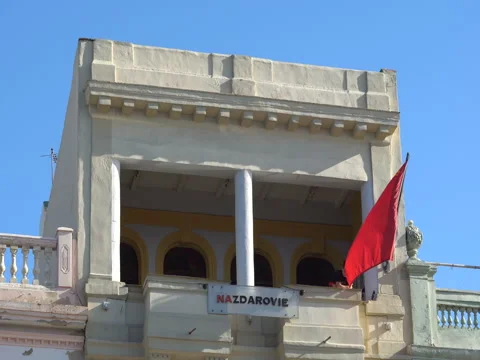 Communist flag on the building Video stock 70951576
