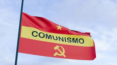 Communist flag in the wind color red yellow and black Stock Footage 281193777