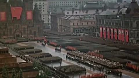 Communist victory parade on Red Square 1945 (28) Video stock 239014054