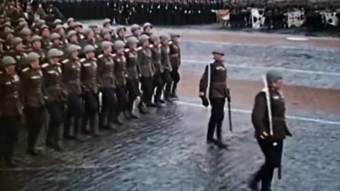 Communist victory parade on Red Square 1945 (32) Video stock 239014070