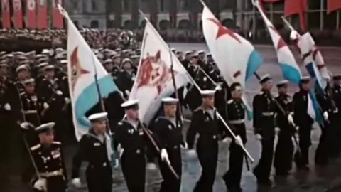 Communist victory parade on Red Square 1945 (39) Video stock 239014089