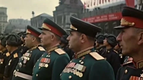 Communist victory parade on Red Square 1945 (8) Video stock 239014207