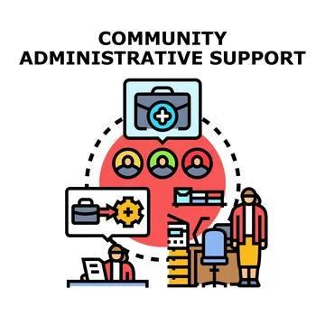 Community administrative support concept providing organizational assistance Stock Illustration
