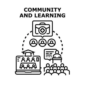 Community and collaborative learning digital education concept Stock Illustration