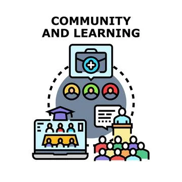 Community and collaborative learning digital education concept Stock Illustration