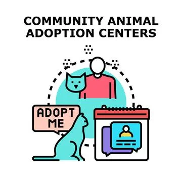 Community animal adoption centers program concept 库存插图