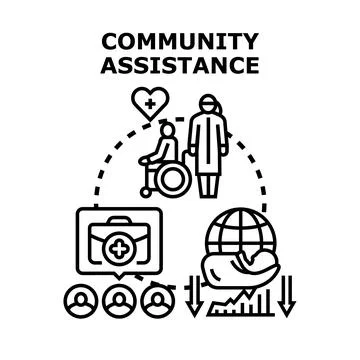 Community assistance providing global support and healthcare services Stock Illustration
