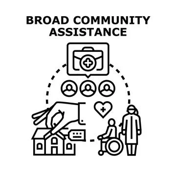 Community assistance system offering broad social support Stock Illustration
