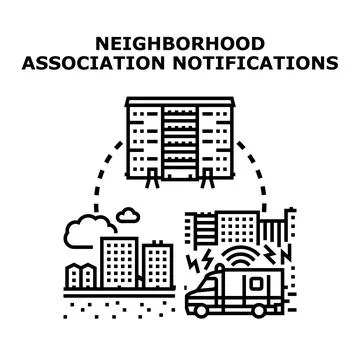 Community associations distributing important updates. Emergency alerts. And  Stock Illustration