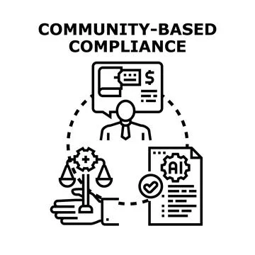 Community based compliance concept managing legal regulations Stock Illustration