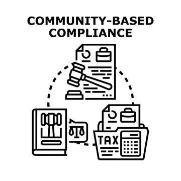 Community based compliance concept representing legal and financial regulatio Stock Illustration