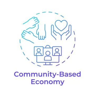 Community based economy blue gradient concept icon Stock Illustration