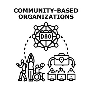 Community based organizations creating a decentralized autonomous network Stock Illustration