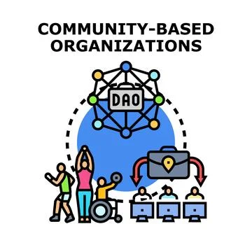 Community based organizations creating a decentralized autonomous network Stock Illustration