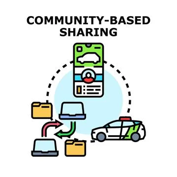 Community based sharing connecting people and vehicles Stock Illustration