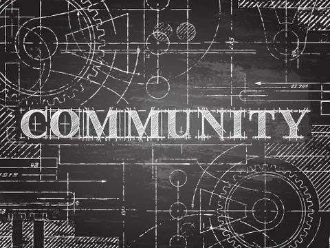 Community Blackboard Technical Drawing Stock Illustration