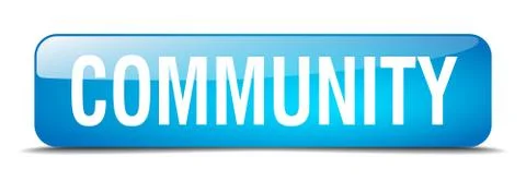 Community blue square 3d realistic isolated web button Stockillustratie