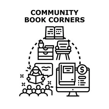 Community book corners concept promoting mutual learning Stock Illustration