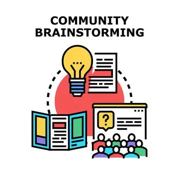 Community brainstorming session generating new ideas and solutions Stock Illustration