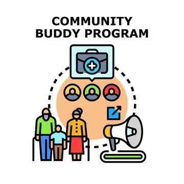 Community buddy program offering support services Stock Illustration