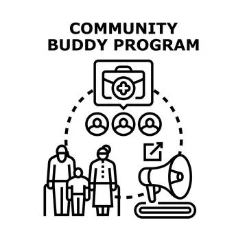 Community buddy program offering support services Stock Illustration