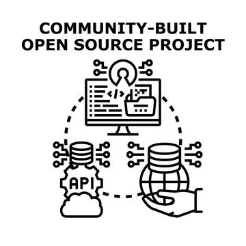 Community building open source software project development Stock-Illustration