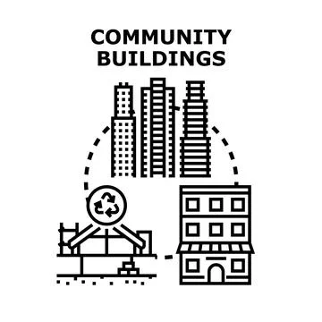 Community buildings development with sustainable architecture planning Ilustración de archivo