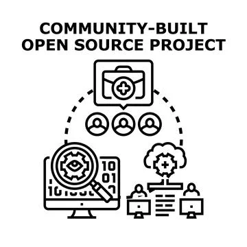 Community built open code project collaboration icon イラスト素材