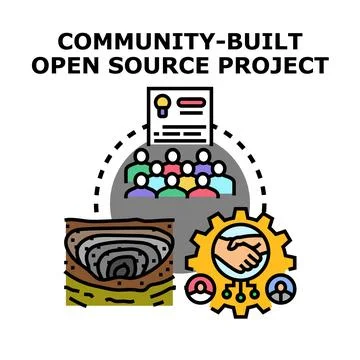 Community built open source project development process 库存插图
